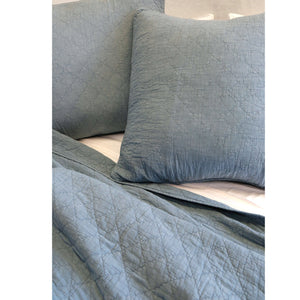 Fig Linens - Pom Pom at Home Bedding - Blue large euro sham