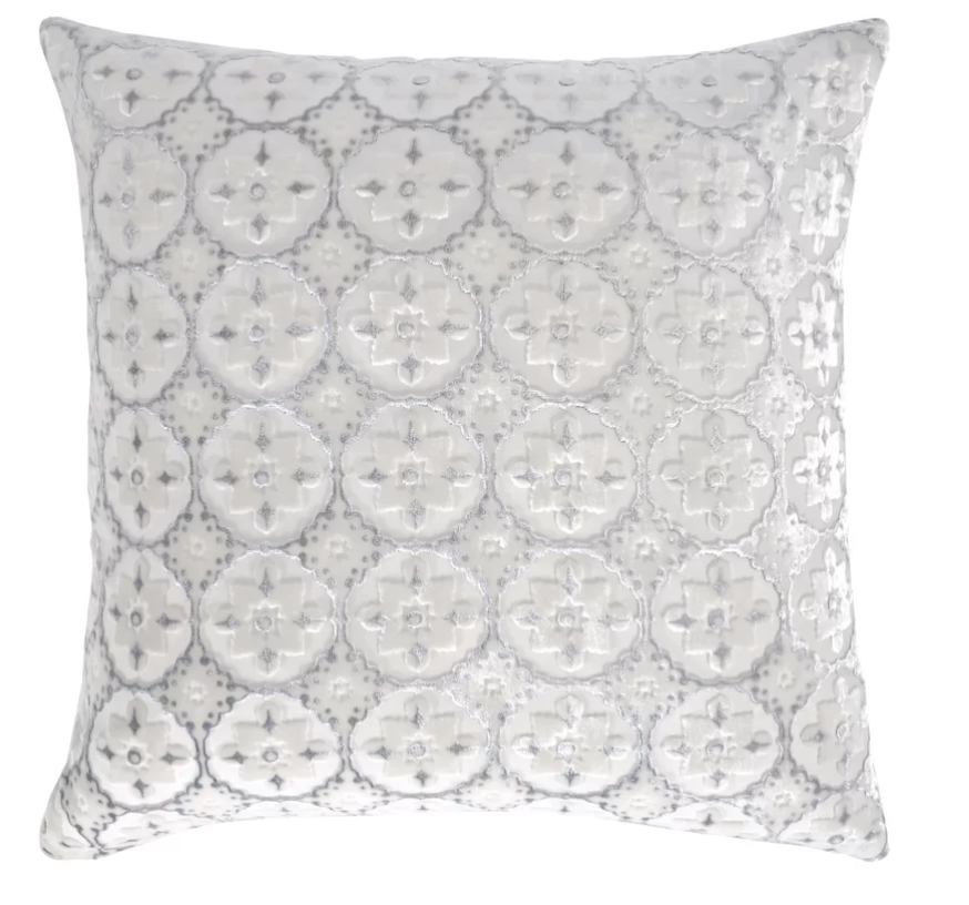 Fig Linens - Small Moroccan White Velvet Pillow White Pillows Kevin O&#39;Brien Studio