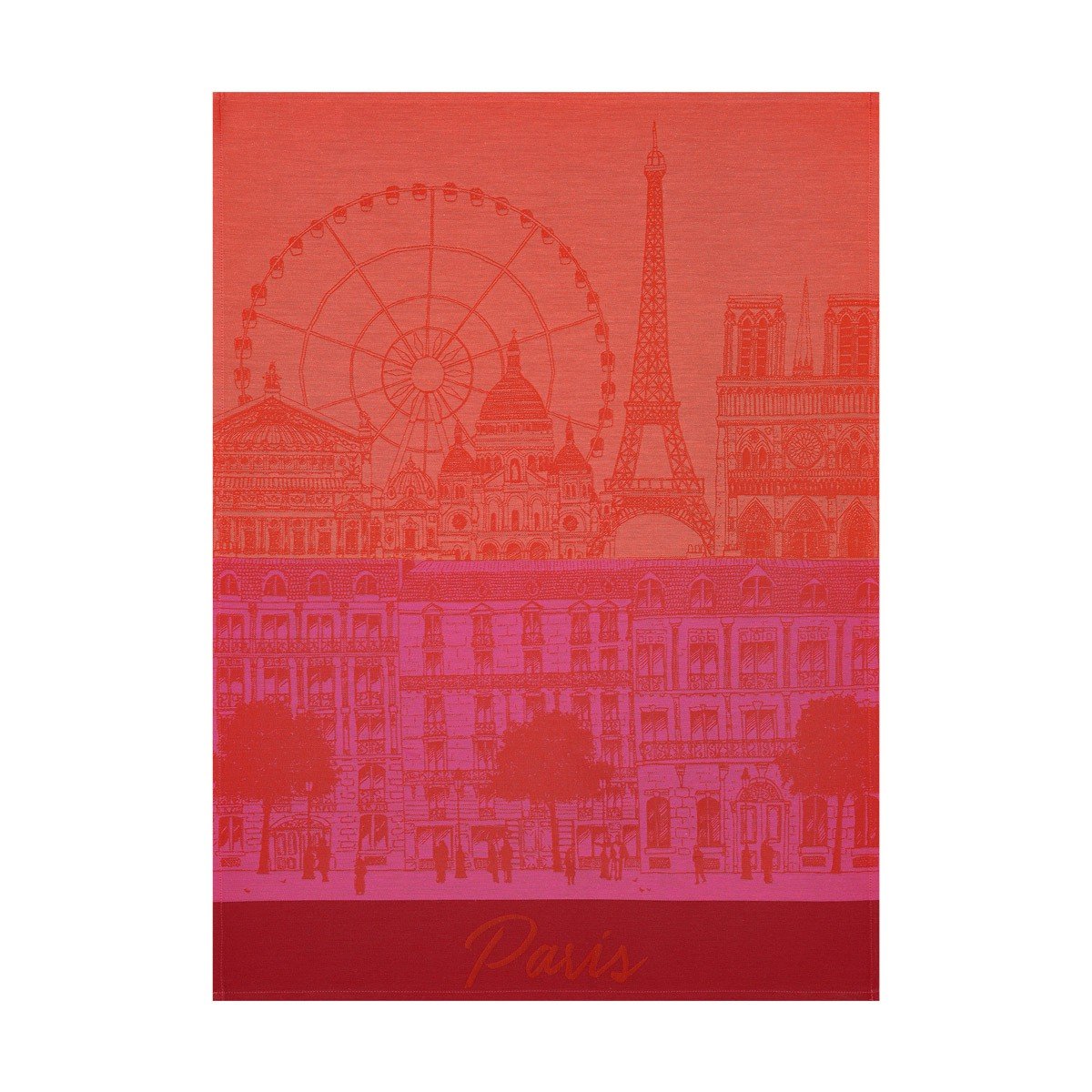Paris Panorama Red Kiss Tea Towel by Le Jacquard Français