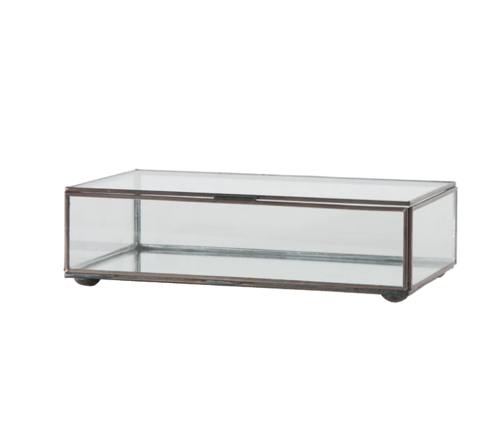 Medium Clear Glass Decorative Box by Worlds Away | Fig Linens 