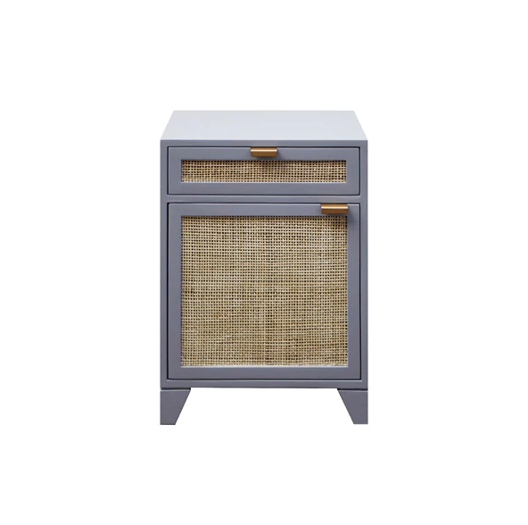 Grey Nightstand with Cane Front Door by Worlds Away | Fig Linens 