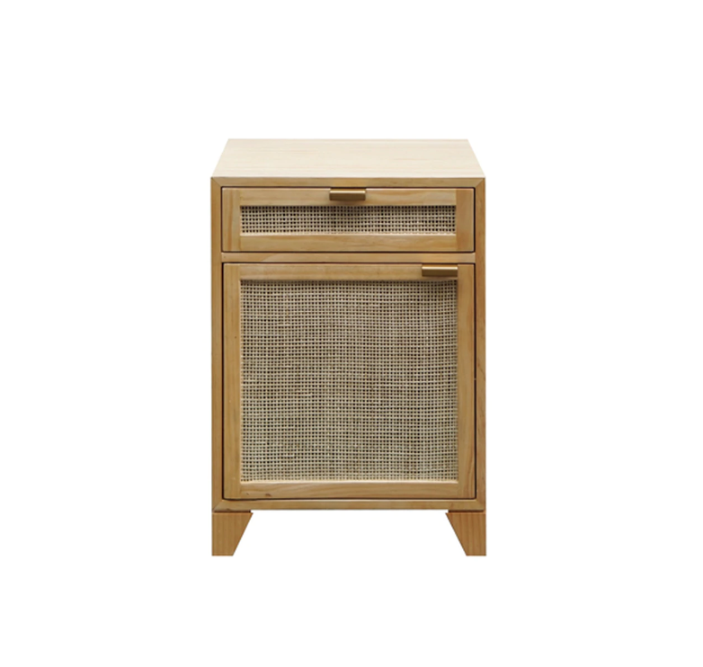Pine Nightstand with Cane Front Door by Worlds Away | Fig Linens
