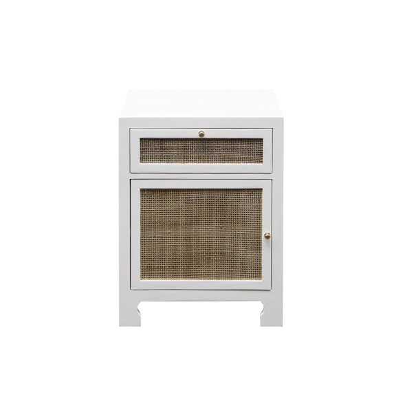 White Cabinet with Cane Front Door by Worlds Away | Fig Linens
