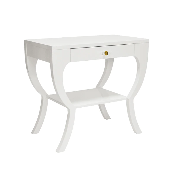 White Side Table with Drawer by Worlds Away | Fig Linens
