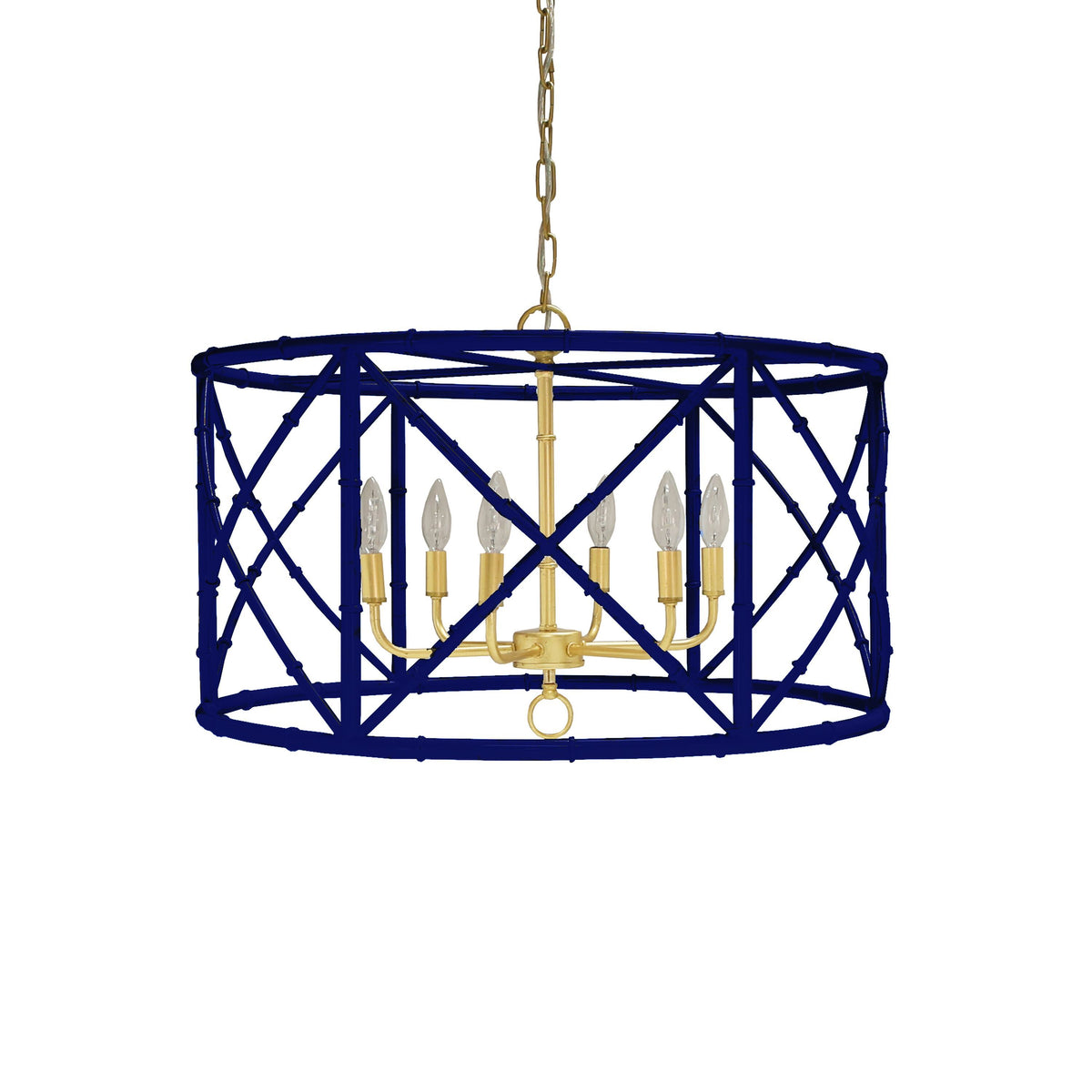 Zia Navy Bamboo Chandelier by Worlds Away | Fig Linens and Home