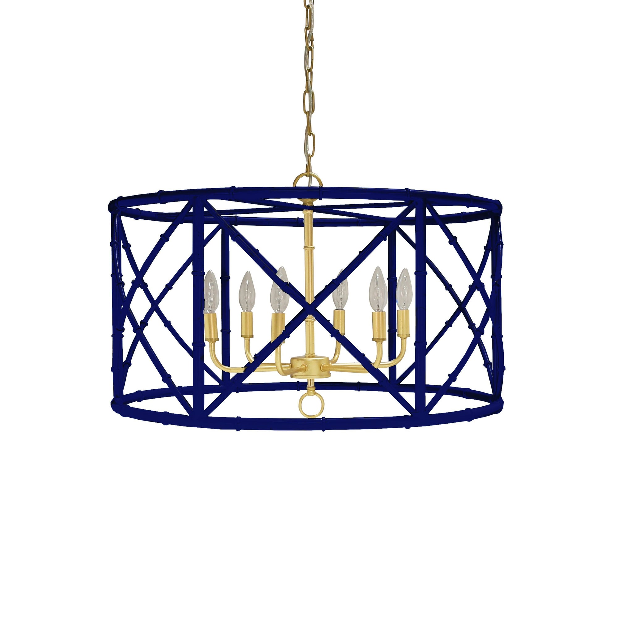 Zia Navy Bamboo Chandelier by Worlds Away | Fig Linens and Home