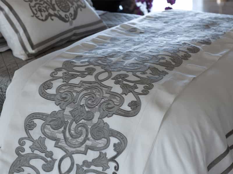 Mozart White & Silver Throw by Lili Alessandra | Fig Linens