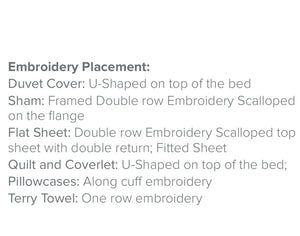 Fig Linens - Dea Linens - St. Malo Embroidered Bedding - Embroidery Placement