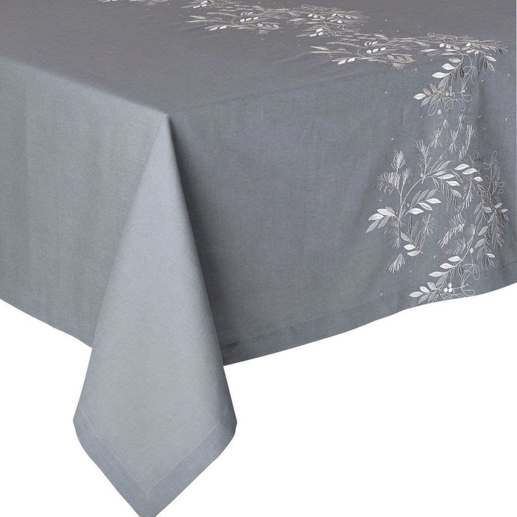 Saisons Dark Dove Tablecloth and Table Runner by Alexandre Turpault | Fig Linens