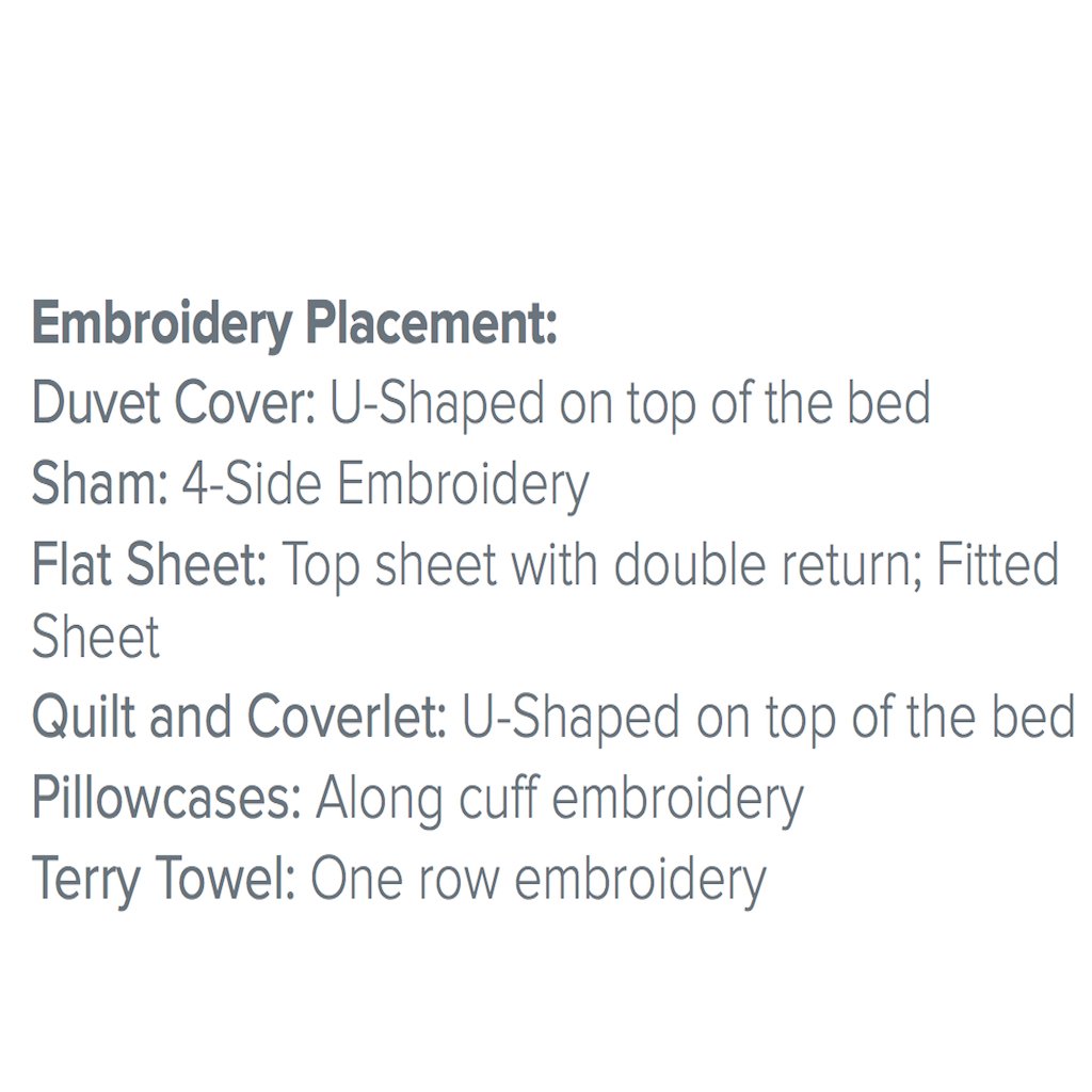 Fig Linens - Versilia Embroidered Bedding by Dea Fine Linens  - Embroidery Placement 