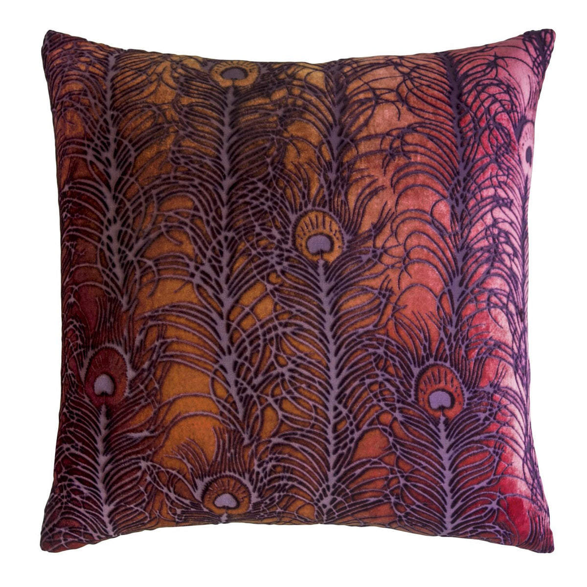 Wildberry Peacock Feather Decorative Pillow by Kevin O&#39;Brien Studio - Fig Linens