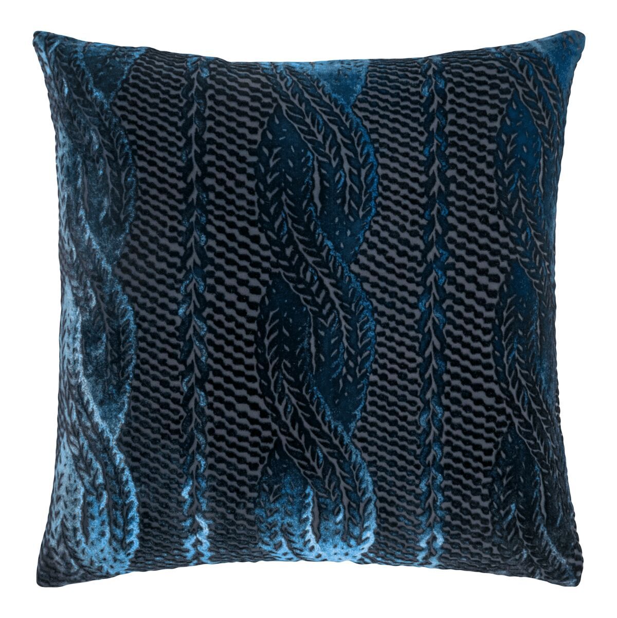 Cobalt Black Cable Knit Pillow by Kevin O&#39;Brien Studio