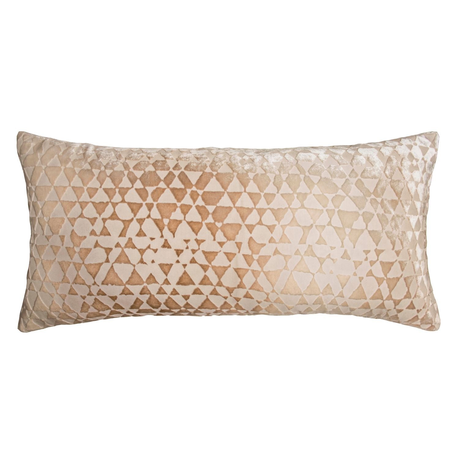 Latte Triangles Velvet Decorative Pillow by Kevin O'Brien Studio | Fig Linens