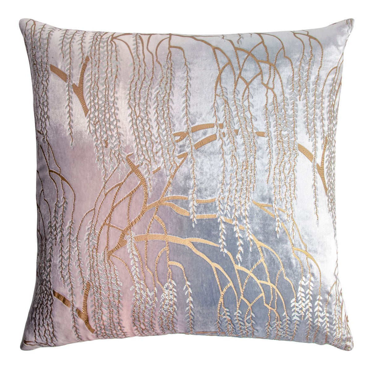 Fig Linens - Willow Metallic Moonstone Velvet Pillow by Kevin O&#39;Brien Studio