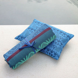 Holi Sapphire Outdoor Pillow and Beach Towel by Le Jacquard Français | Fig Linens