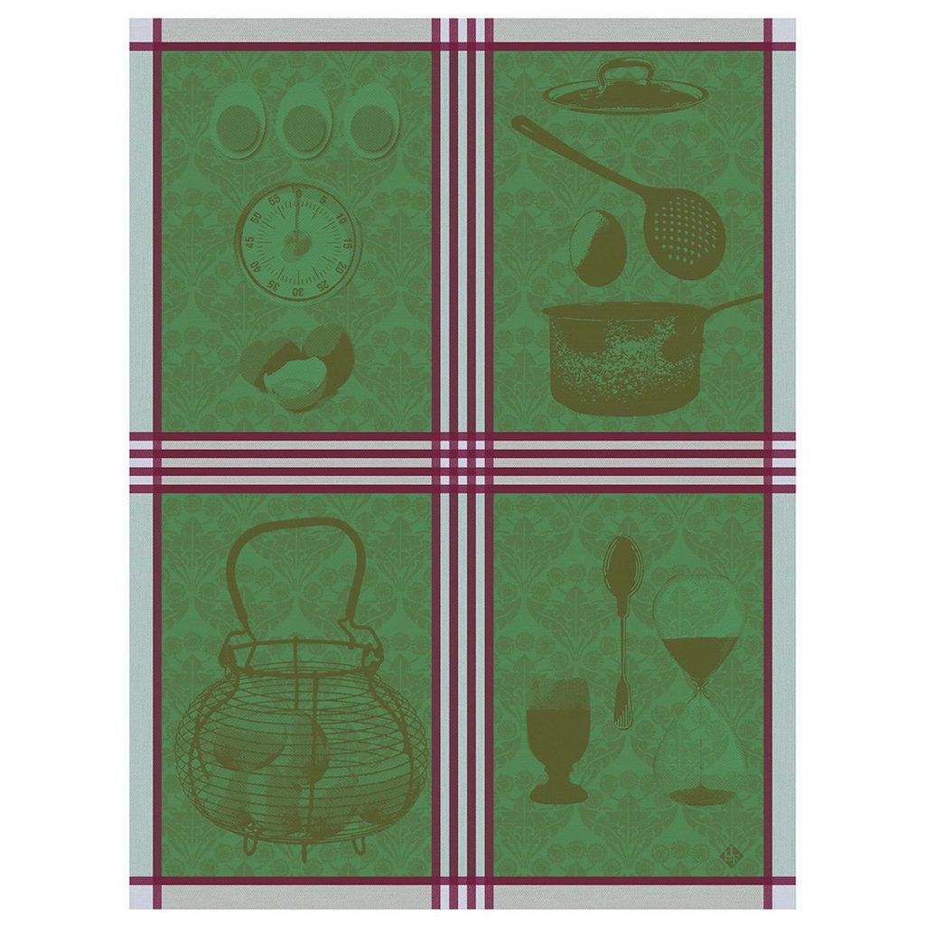 Oeufs Cuisson Emerald Tea Towels by Le Jacquard Français | Fig Linens