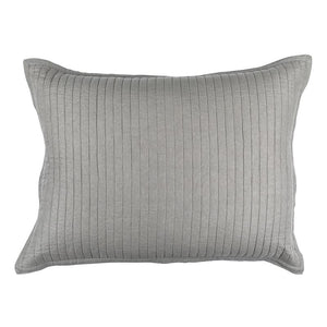 Fig Linens - Lili Alessandra Bedding - Tessa Light Grey Quilted Luxe Euro Pillow
