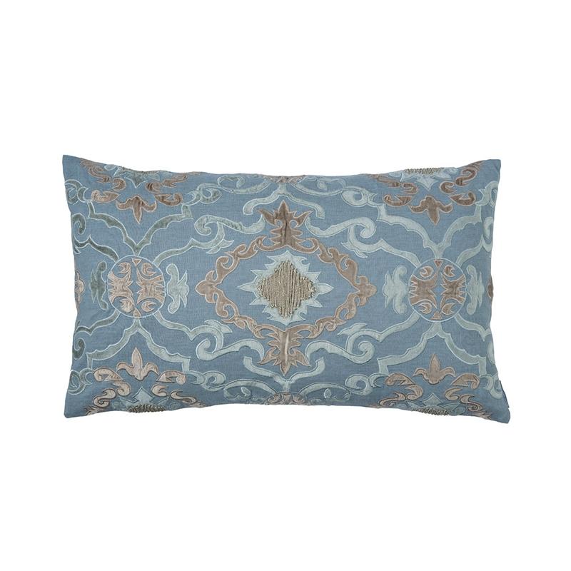 Fig Linens - Lili Alessandra Decorative Pillows - Valencia Slate and Fawn Pillow
