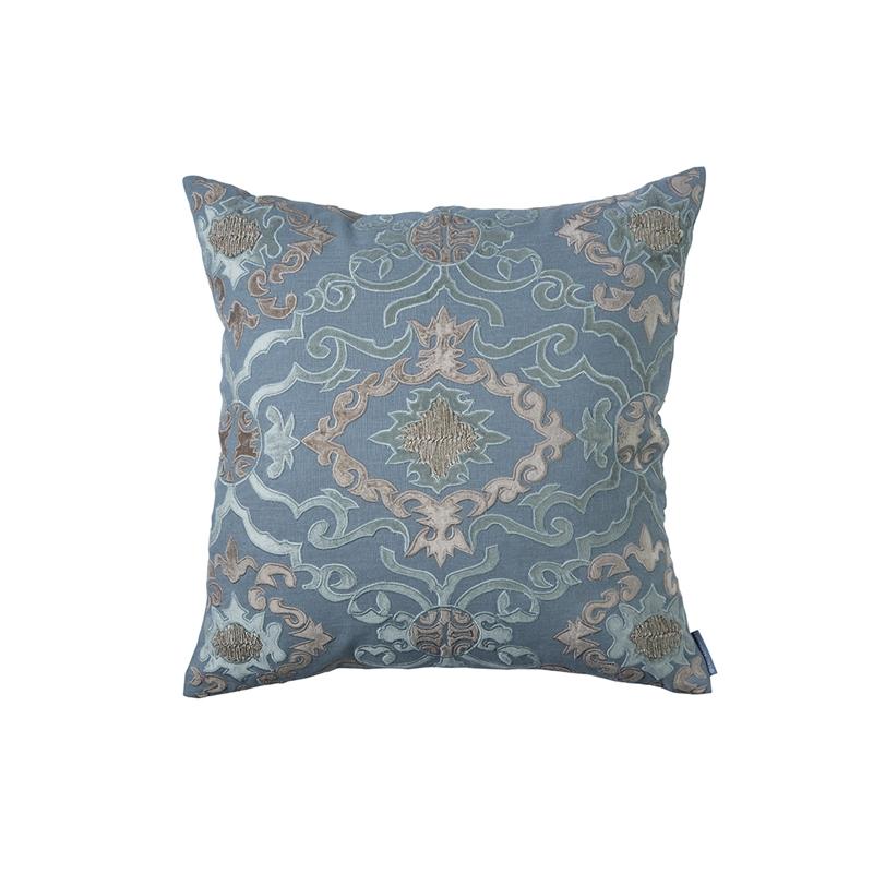 Fig Linens - Lili Alessandra Decorative Pillows - Valencia Slate and Fawn Large Euro
