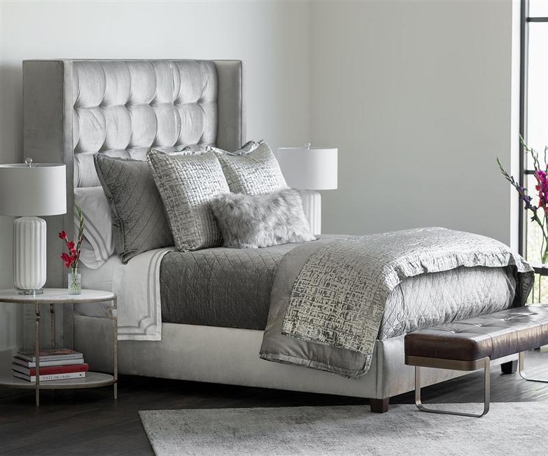 Fig Linens - Lili Alessandra Jolie Silver Quilted Throw