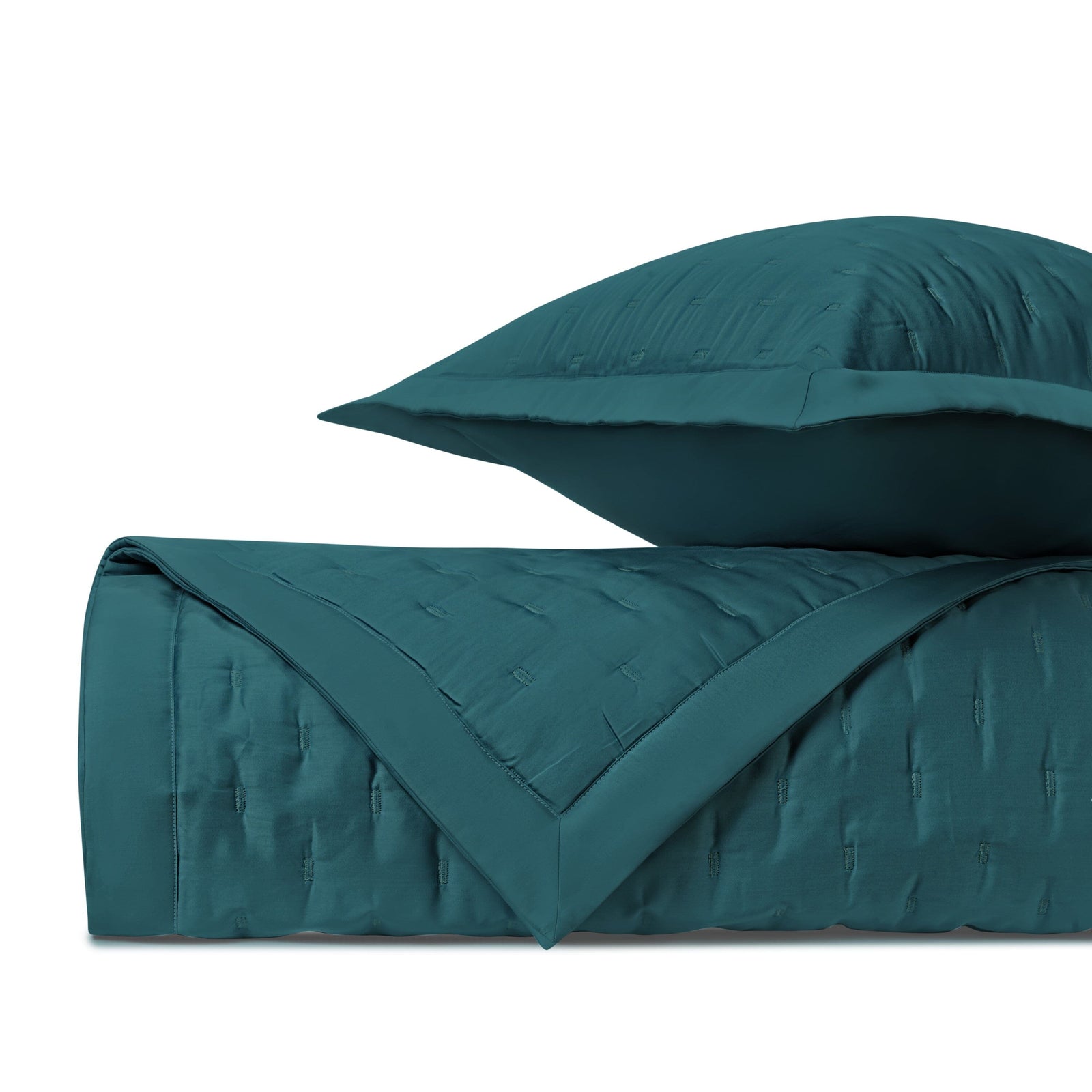 FIL COUPE Quilted Coverlet in Teal by Home Treasures at Fig Linens and Home