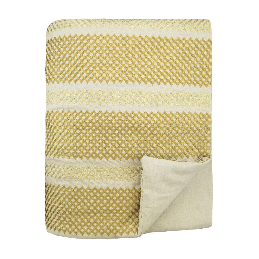 Trellis Old Gold Throw by Ann Gish | Fig Linens