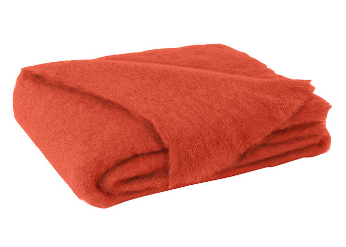 Brushed Mohair Throw Hibiscus Orange by Lands Downunder
