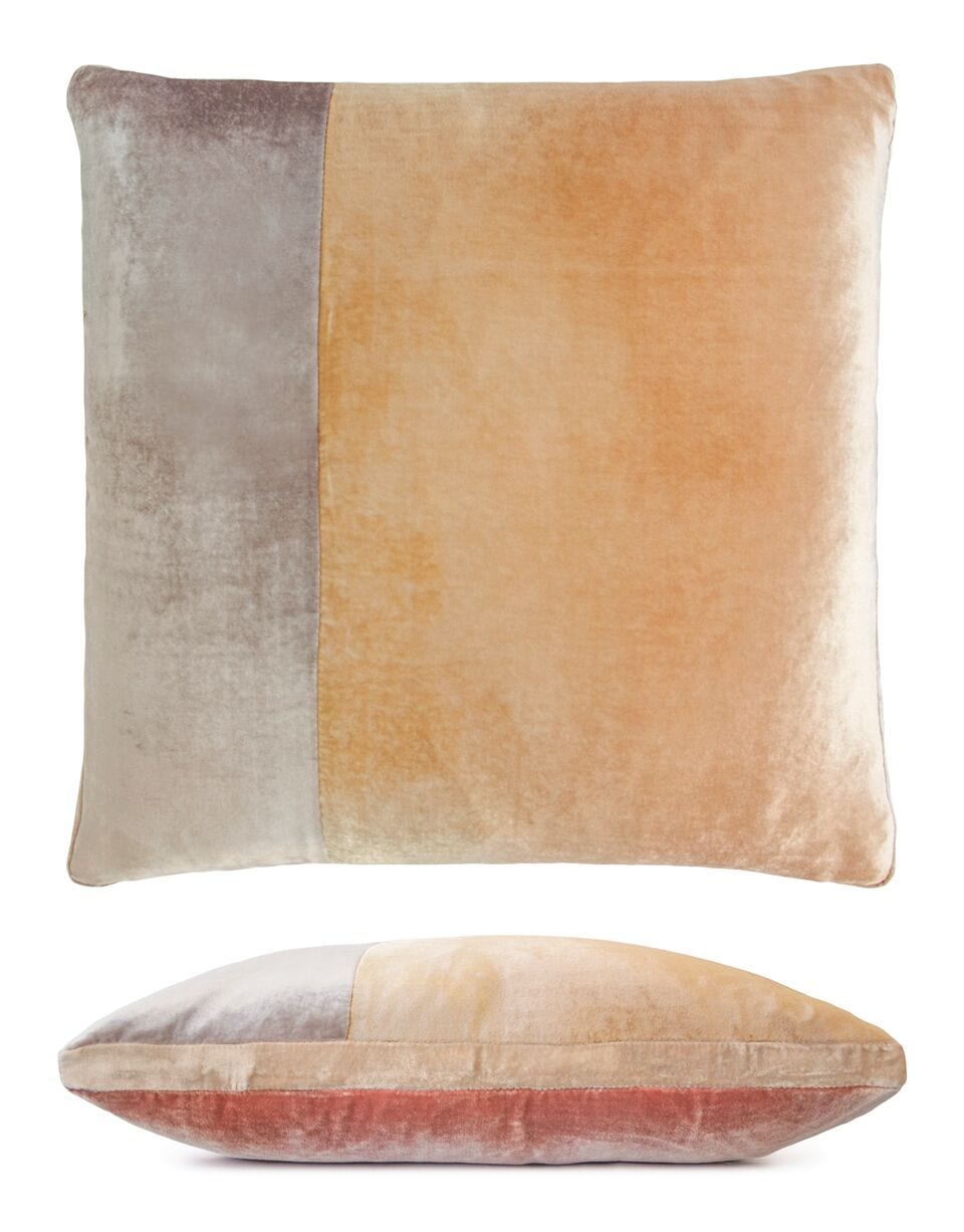 Mango Velvet Color Block Pillow by Kevin O'Brien Studio | Fig Linens