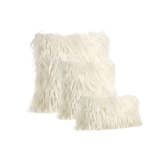 Fig Linens - Ivory Tibetan Lamb Faux Fur Pillows by Fabulous Furs