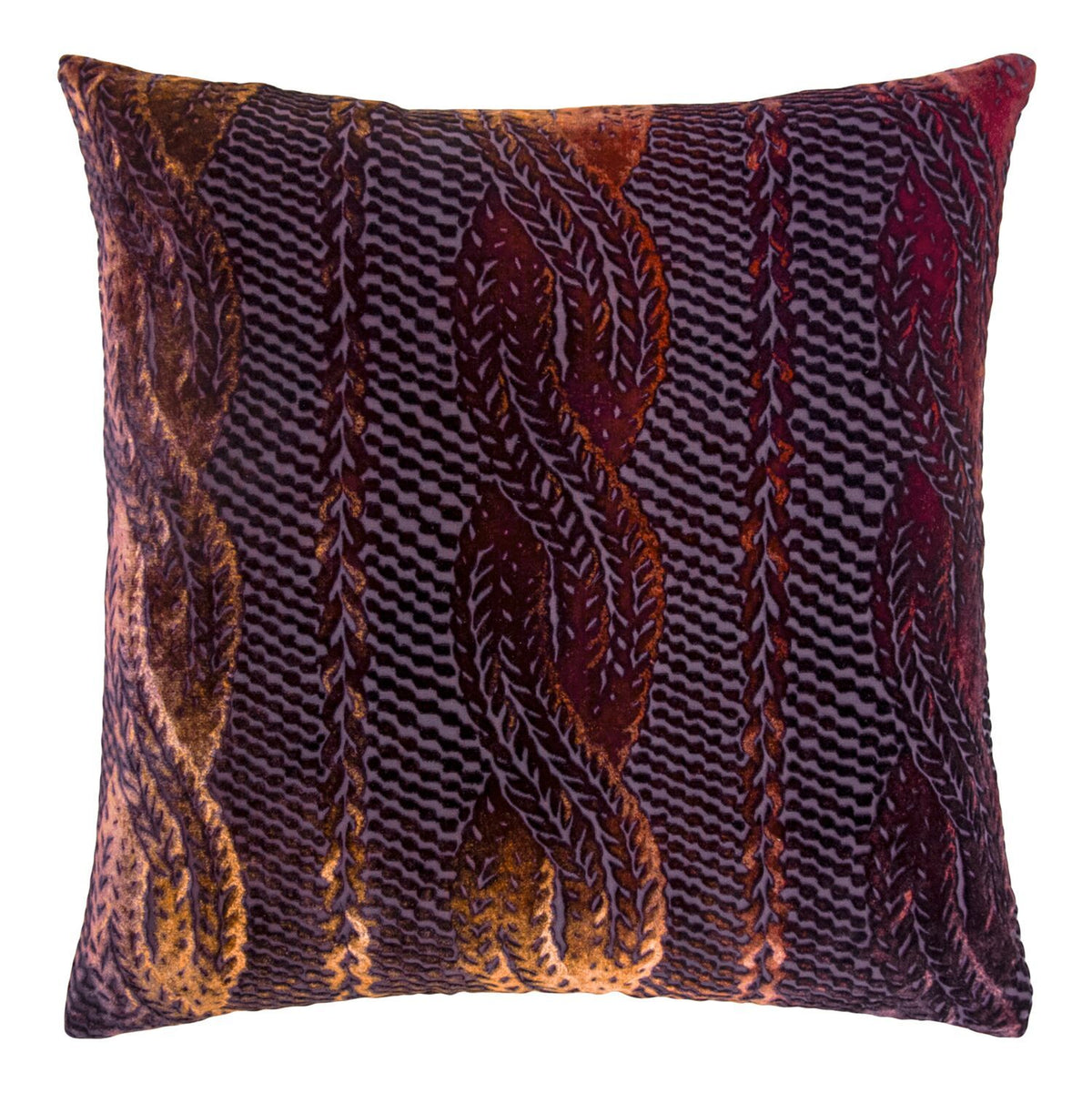 Fig Linens - Wildberry Cable Knit Decorative Pillow by Kevin O&#39;Brien Studio