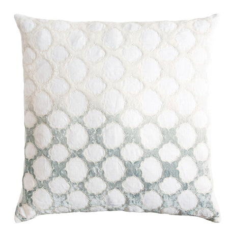 Fig Linens - Sage & White Fretwork Velvet Appliqué Pillow by Kevin O'Brien Studio