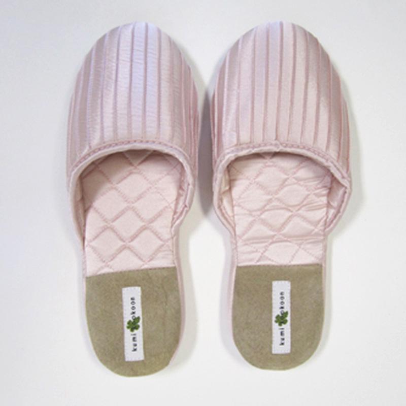 Kumi Kookoon French Pleat Silk Slippers | Fig Linens pink
