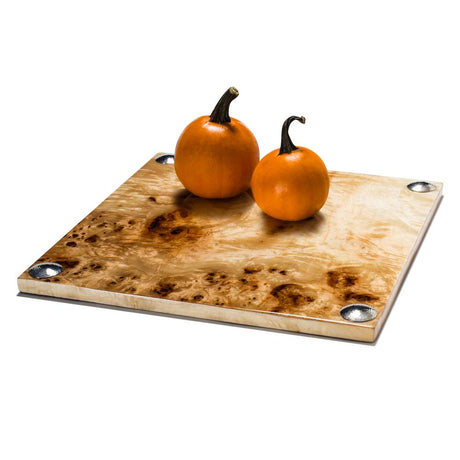Burl Veneer - Large Serving Board 13.8'' x 13.8'' x 0.9'' Burl Veneer - Large at FIG LINENS AND HOME 1