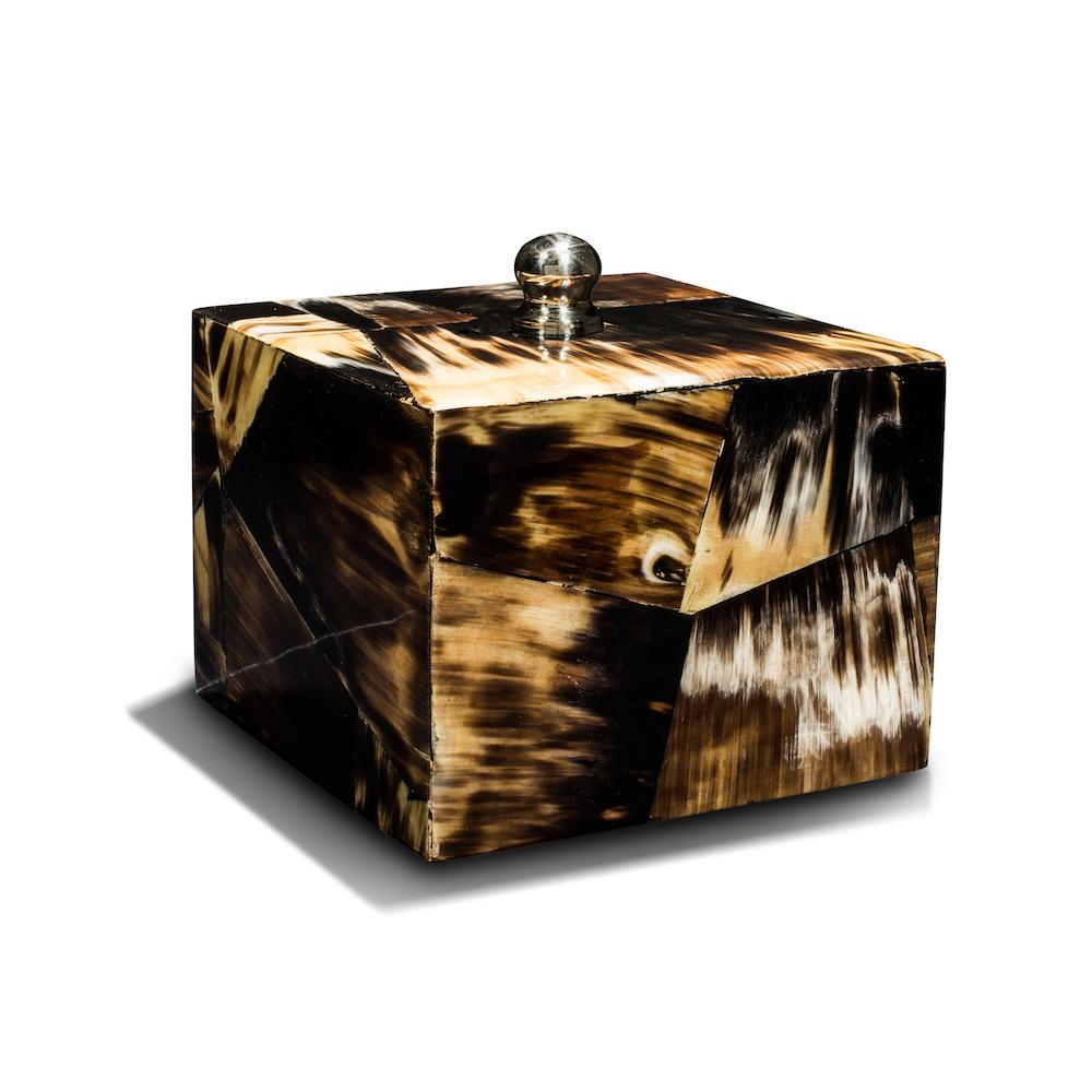 Horn Luxe Box Coaster Set 6.1'' x 6.1'' x 5.7'' Horn Luxe Box Set at FIG LINENS AND HOME 3