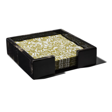 Horn Veneer - Large Napkin Holder 8" x 8" x 2.5" Horn Veneer - Large at FIG LINENS AND HOME 2