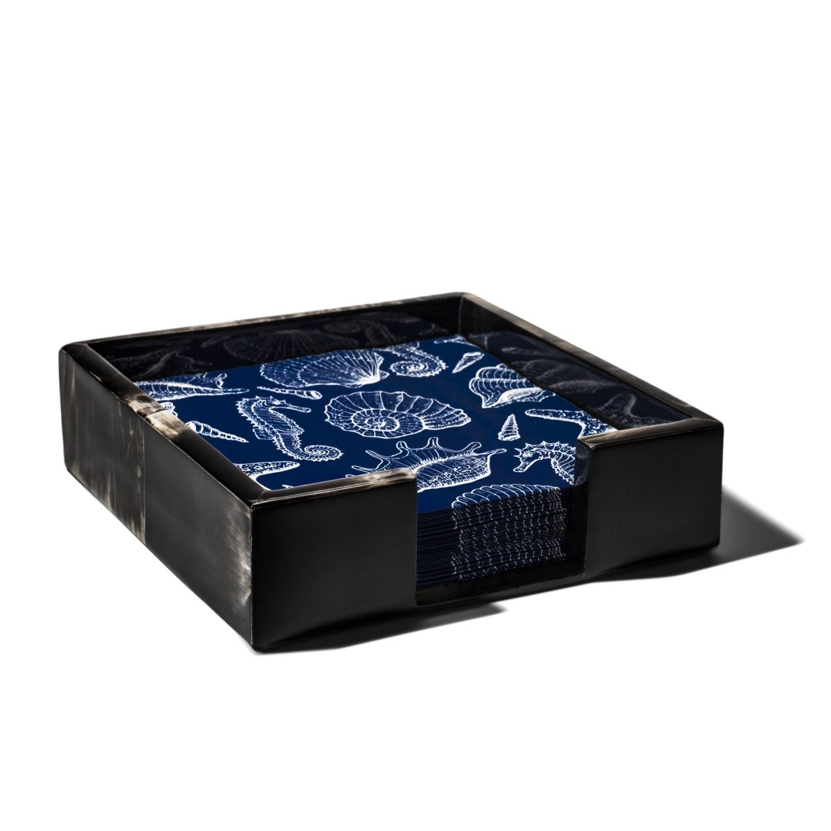 Horn Veneer - Large Napkin Holder 8" x 8" x 2.5" Horn Veneer - Large at FIG LINENS AND HOME 3