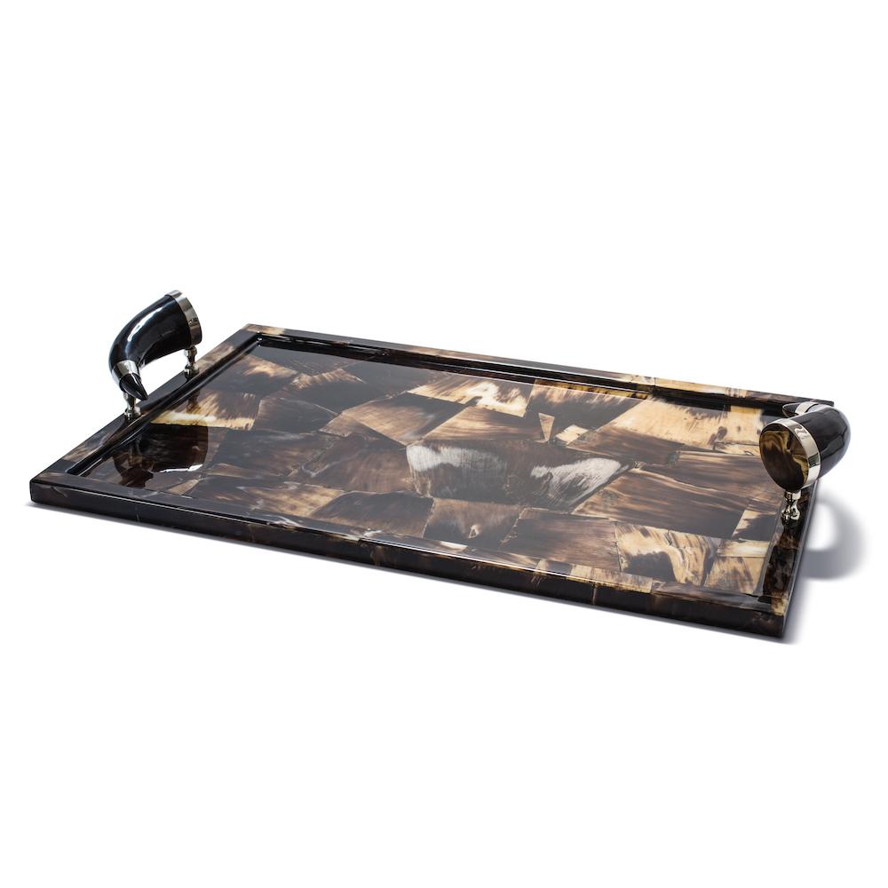 Horn Veneer Serving Tray 23.6" x 15.7" x 3.5" Horn Veneer at FIG LINENS AND HOME 2
