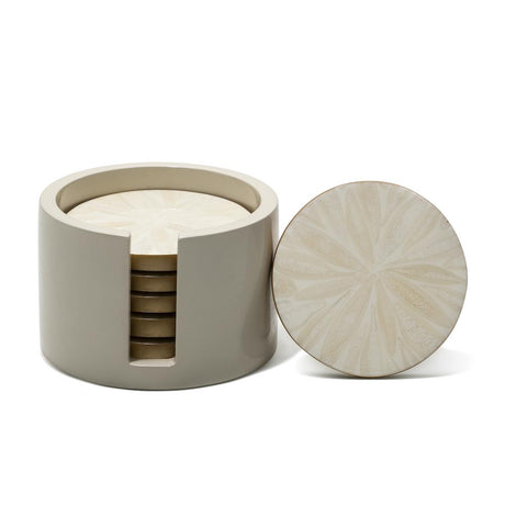 Light Almendro & Gold Coaster Set 4.7" x 4.7" x 3.1" Light Almendro & Gold at FIG LINENS AND HOME 1