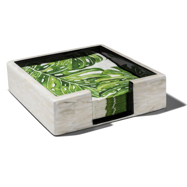 Light Almendro - Large Napkin Holder 8" x 8" x 2.5" Light Almendro - Large at FIG LINENS AND HOME 2