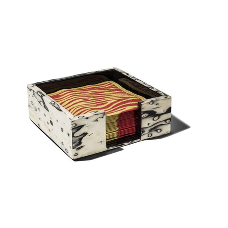 Ojo de Pajaro - Small Napkin Holder 6.5" x 6.5" x 2.3" Ojo de Pajaro - Small at FIG LINENS AND HOME 1