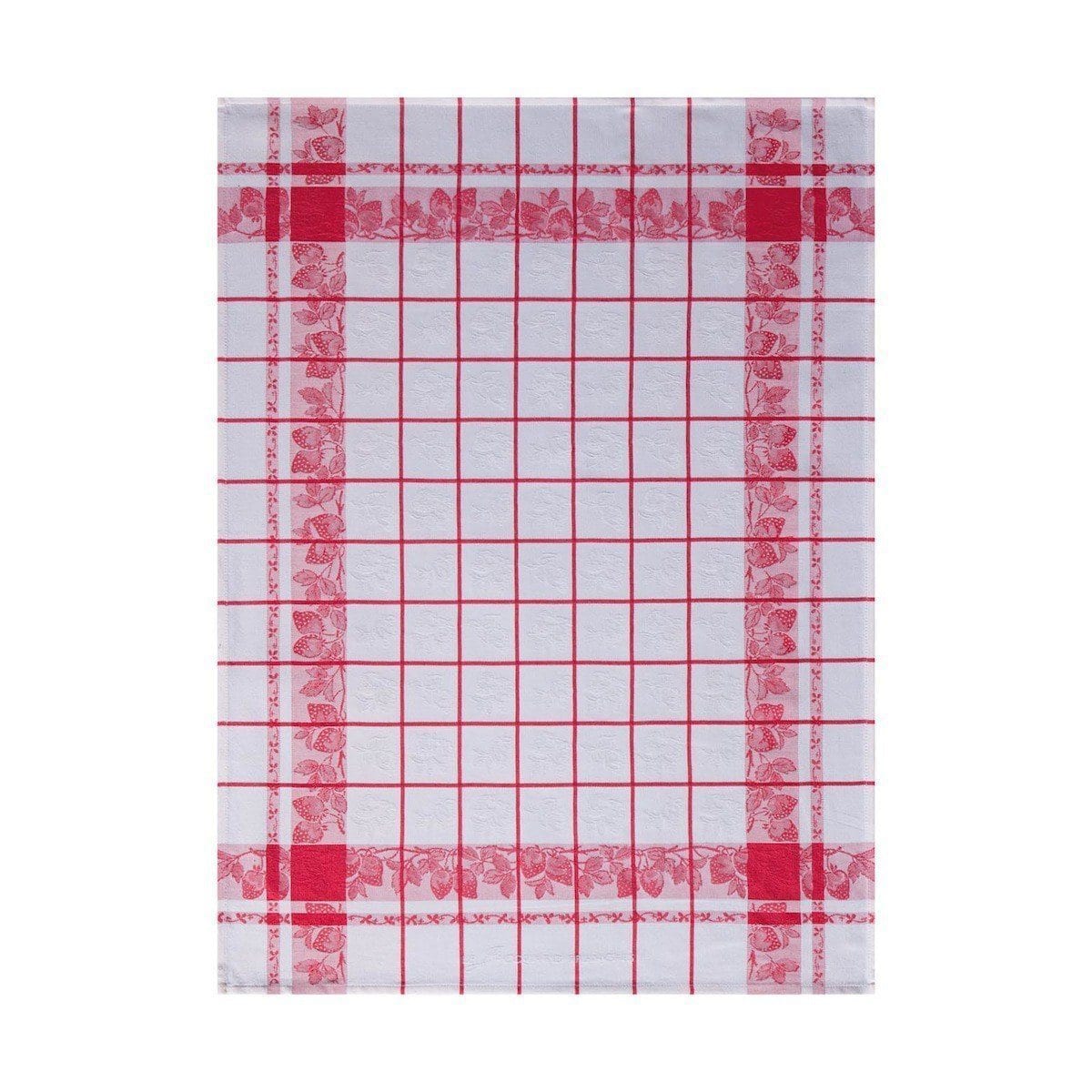 Le Jacquard Français Fraises Red Tea Towel by Le Jacquard Francais - 24" x 31" Tea Towels - Set of 4 Red at FIG LINENS AND HOME - 1