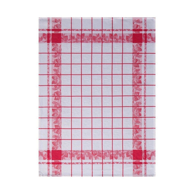Le Jacquard Français Fraises Red Tea Towel by Le Jacquard Francais - 24" x 31" Tea Towels - Set of 4 Red at FIG LINENS AND HOME - 1