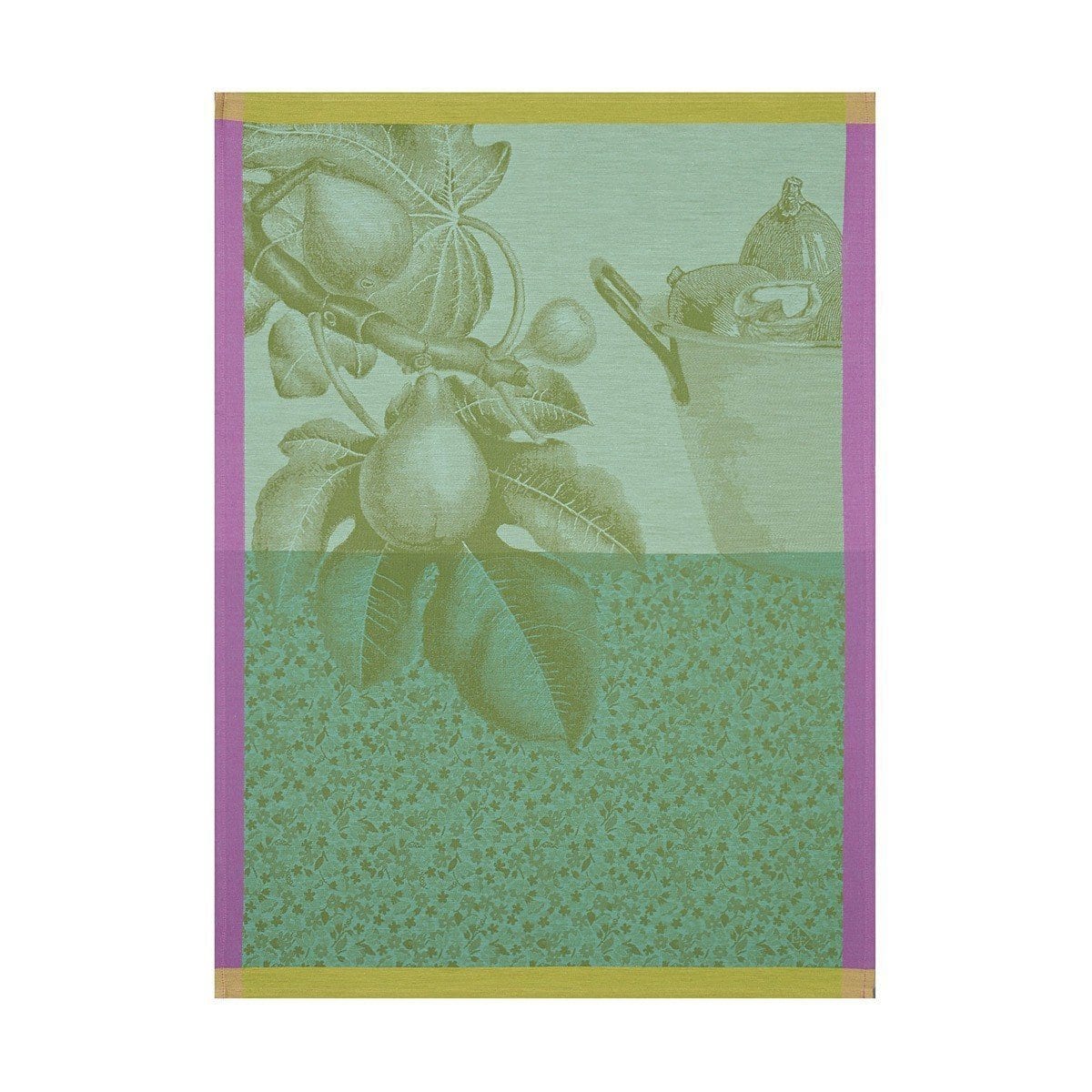 Fruits du Verger Green Tea Towel Set of 4 by Le Jacquard Francais