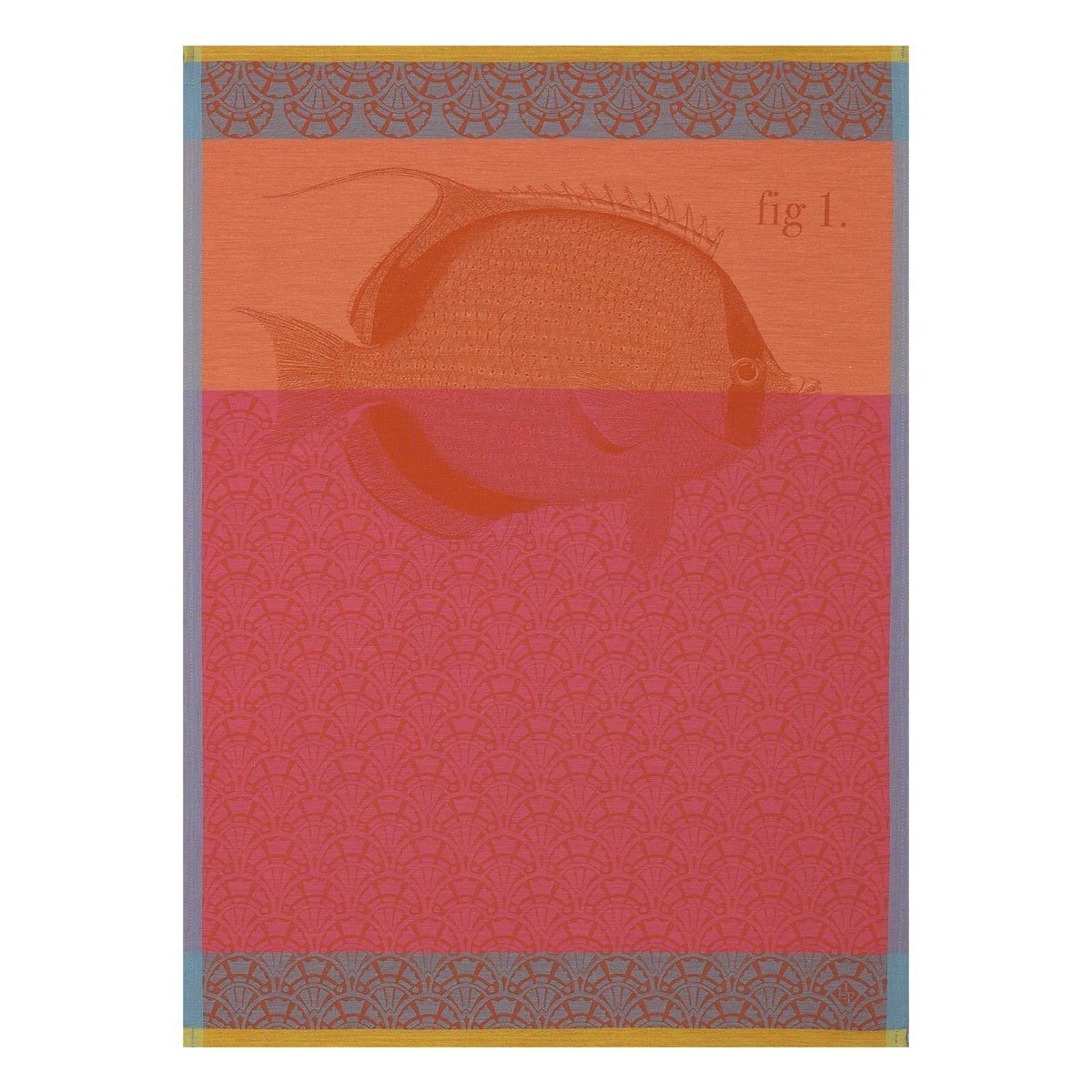 Tahiti Coral Tea Towel Set of 4 by Le Jacquard Francais