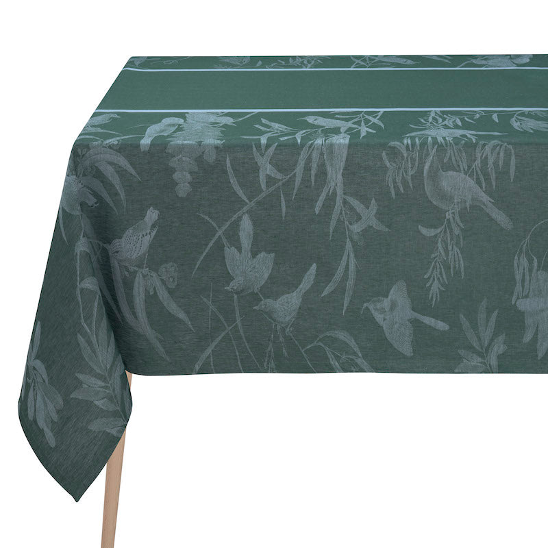Tablecloth - Voliere Green Table Linens - Le Jacquard Francais at Fig Linens and Home