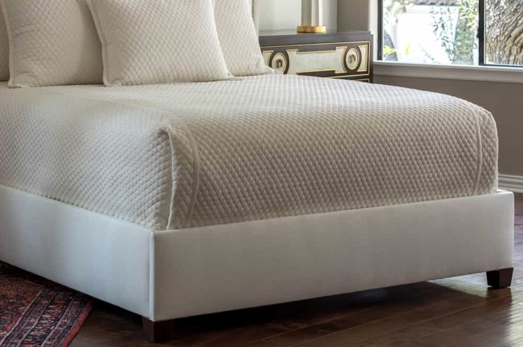 Lili Alessandra Laurie Quilted Ivory Basketweave Coverlet Detail