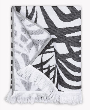 Beach Towel - Matouk Schumacher Zebra Palm Black Sand Towel at Fig Linens and Home