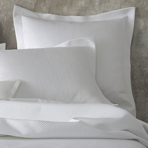 Matouk Quilted Pillow Shams - Alba White Bedding at Fig Linens and Home