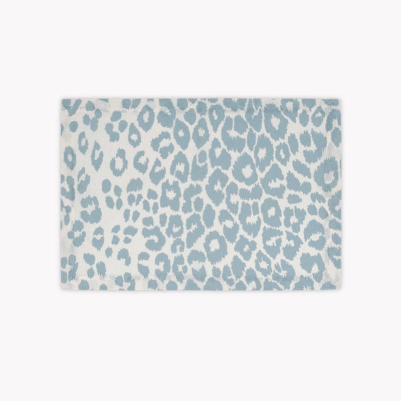 Napkins - Iconic Leopard Sky Blue Table Linens by Matouk Schumacher at Fig Linens and Home