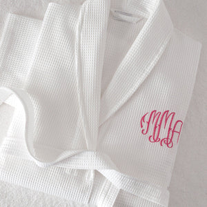 White Waffle Weave Robe with Monogram by Matouk | Fig Linens and Home